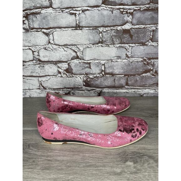 Osvaldo Pericoli Pink Leather Spots VTG Designer Ballet Flats Women 7M US/37.5EU - Picture 16 of 16